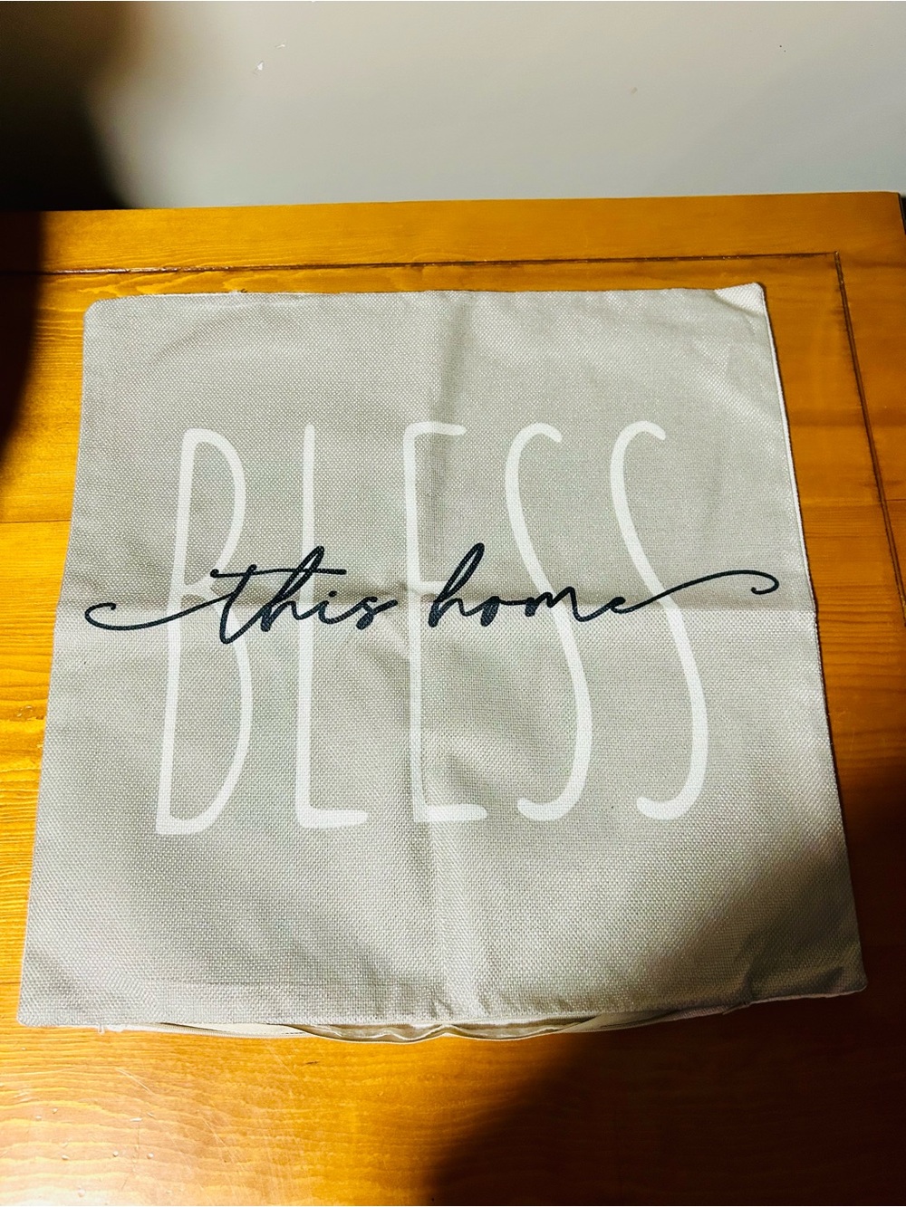 (3/$10) Bless This Home Decorative Pillow Cover - Gray and White